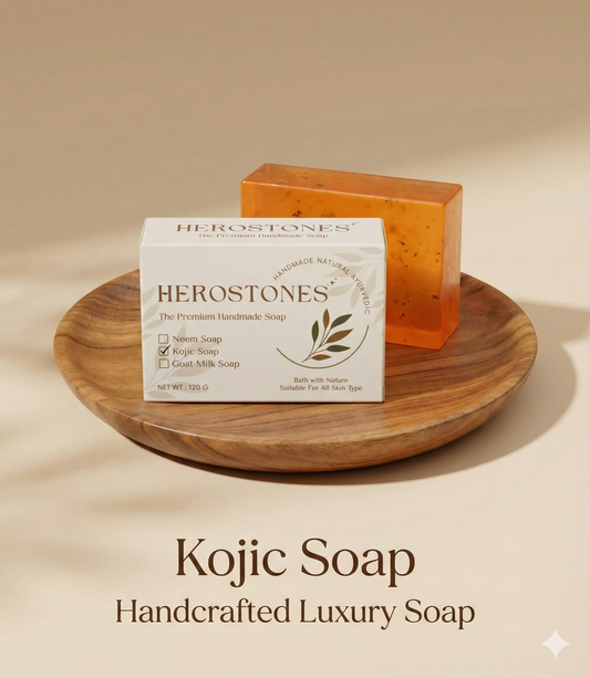 Herostone Kojic Soap β Handmade Brightening Soap for Radiant Skin (120 g)