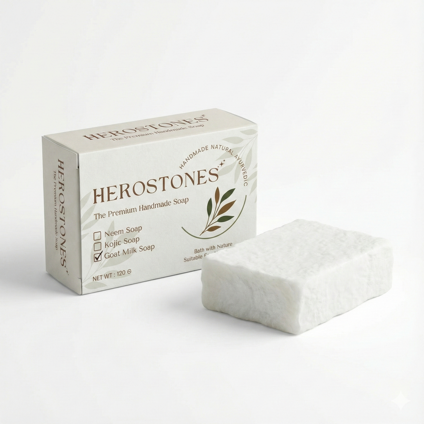 Herostone Goat Milk Soap – Handmade Moisturizing Soap for Soft & Nourished Skin (120 g)