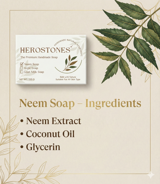 Herostone Neem Soap – Pack of 3 | Handmade Natural Soap for Clear & Refreshed Skin (360 g)
