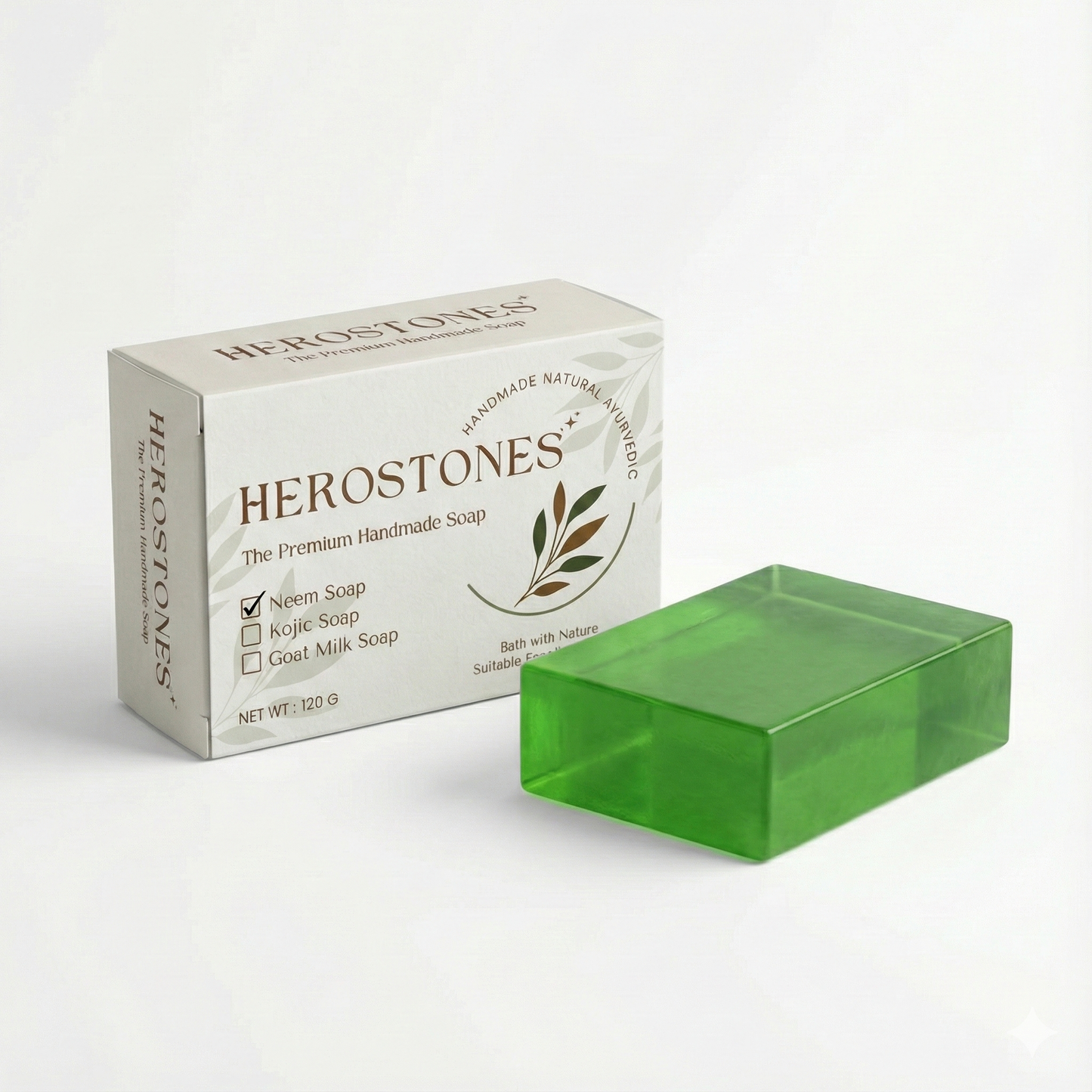 Herostone Neem Soap – Handmade Natural Soap for Clear & Refreshed Skin (120 g)