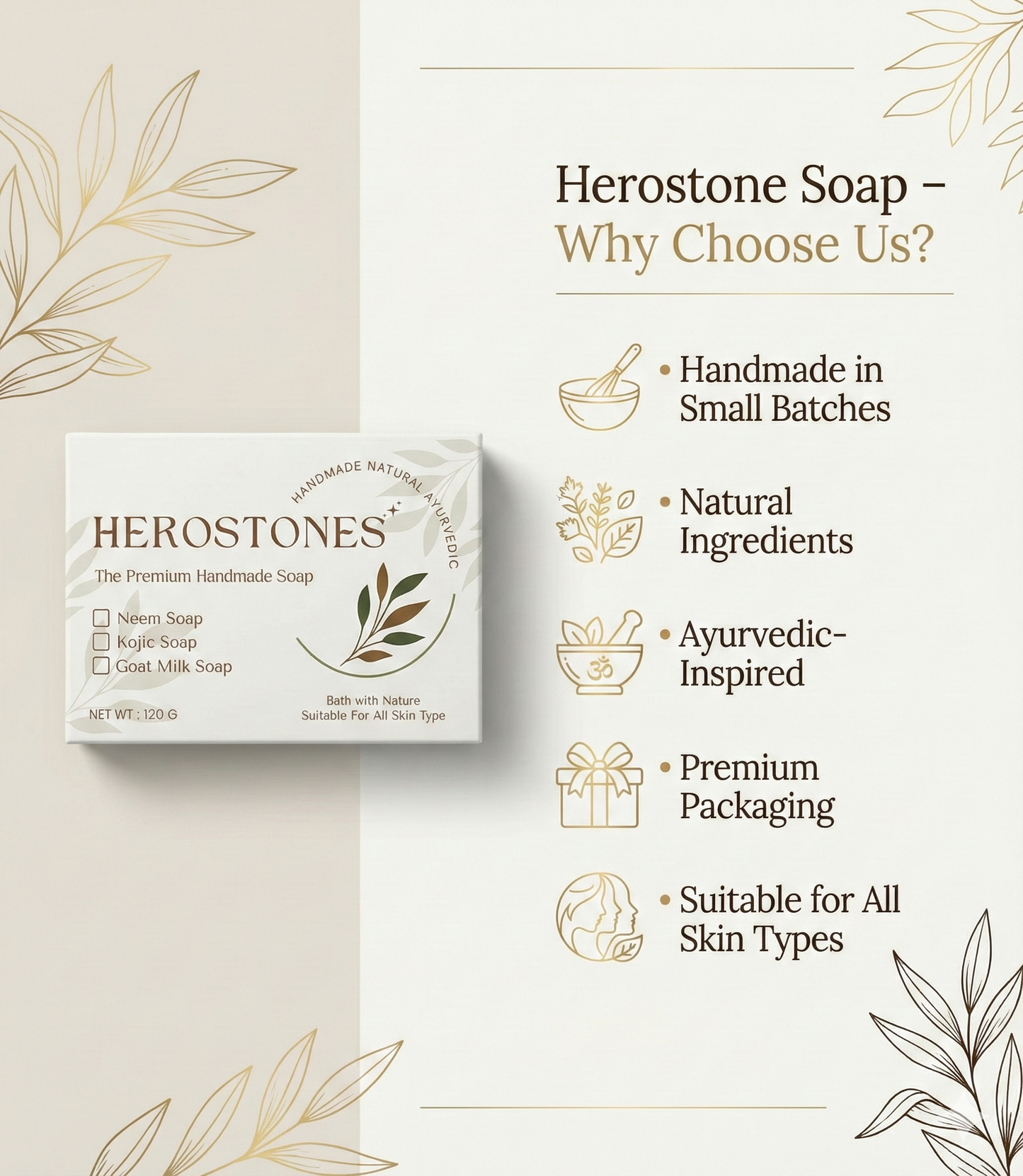 Herostone Goat Milk Soap – Handmade Moisturizing Soap for Soft & Nourished Skin (120 g)